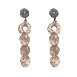 WE271X Pendientes vanguardistas Plata de Palo Mujer modelo Tekko con circulos colgantes de bronce