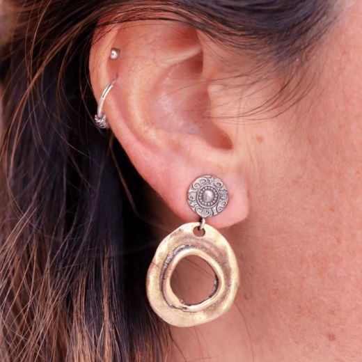 WE269X Pendientes Plata de Palo Mujer modelo Tetsu de bronce y plata de ley