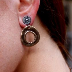 WE269X Pendientes Plata de Palo Mujer modelo Tetsu de bronce y plata de ley