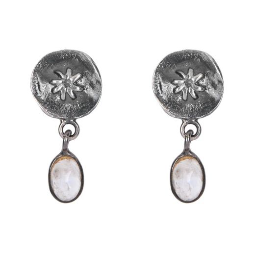 WE275X Pendientes PLATA DE PALO Mujer Tōmei de plata 925 con estrella y piedra colgando