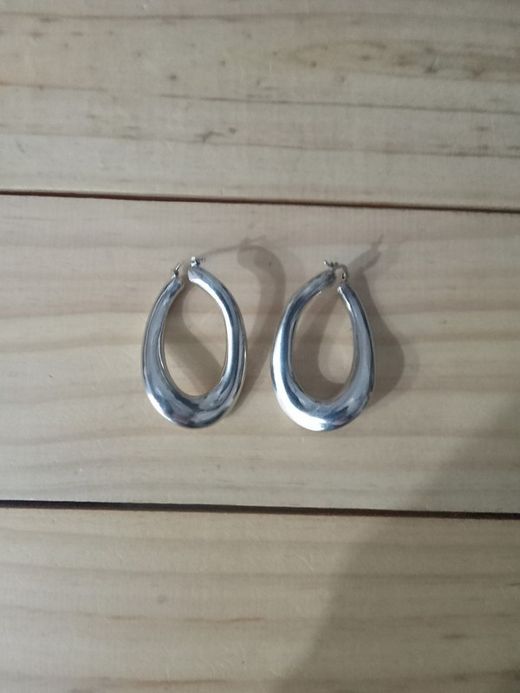 Pendientes plata de ley oval modernos y elegantes