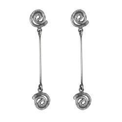 WE267X Pendientes PLATA DE PALO de mujer con hilos de plata largos con epirales de plata 925