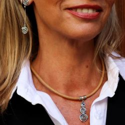 WE267X Pendientes PLATA DE PALO de mujer con hilos de plata largos con epirales de plata 925
