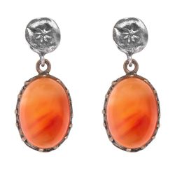 WE282X Pendientes Plata de Palo de mujer Rin de piedra cornalina y plata de 1ª ley 925