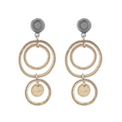 WE180X Pendientes Plata de Palo mujer de plata y bronce cierre presión de seguridad elegantes y modernos
