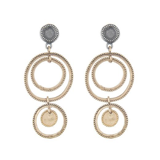 WE180X Pendientes Plata de Palo mujer de plata y bronce cierre presión de seguridad elegantes y modernos