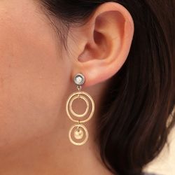 WE180X Pendientes Plata de Palo mujer de plata y bronce cierre presión de seguridad elegantes y modernos