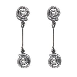 WE268X Pendientes Plata de Palo mujer colgantes medianos con epirales de plata 925