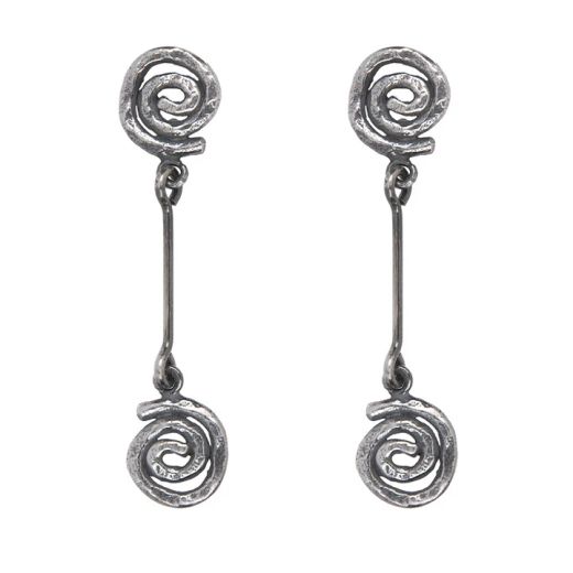 WE268X Pendientes Plata de Palo mujer colgantes medianos con epirales de plata 925