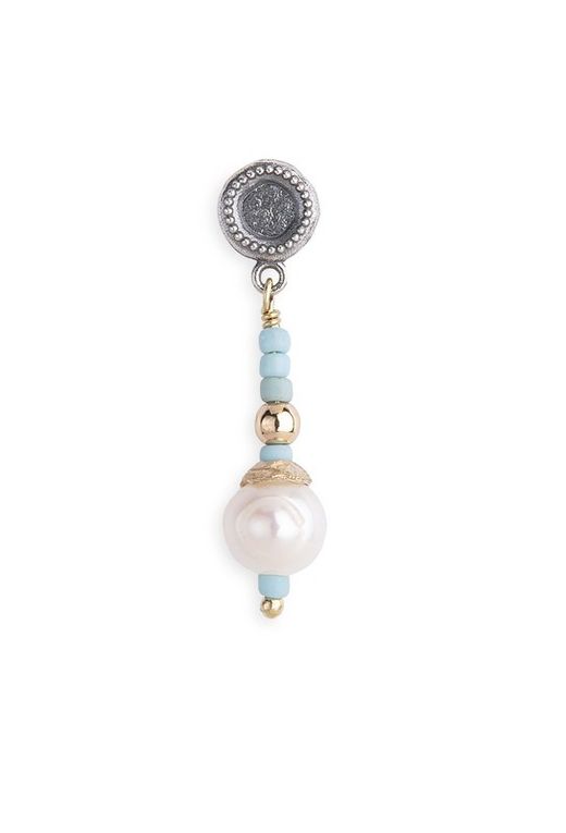 Pendientes Plata de Palo mujer de bolas azul con perla Referencia: WE186T elegantes y atractivos