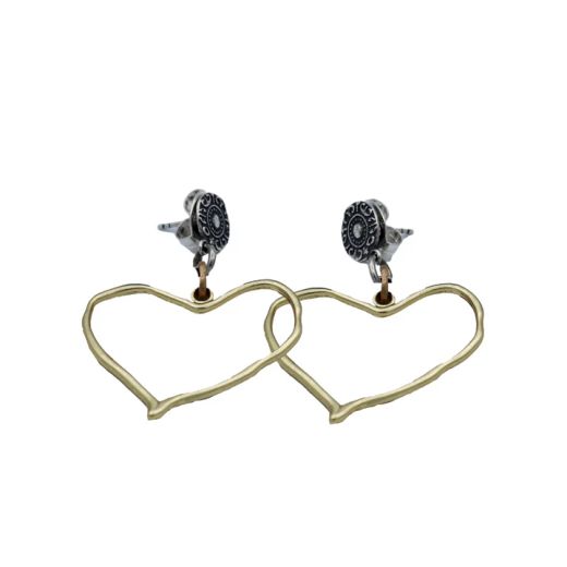 Pendientes Plata de Palo mujer en Bronce con forma de corazones