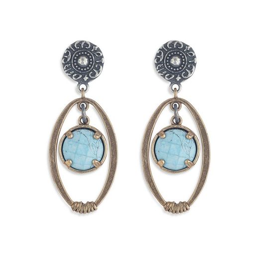 WE111T Pendientes PLATA DE PALO Turquesa extremados y modernos