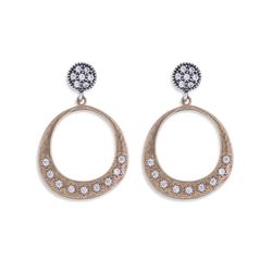 WE105A Pendientes PLATA DE PALO de mujer con circonitas blancas forma oval