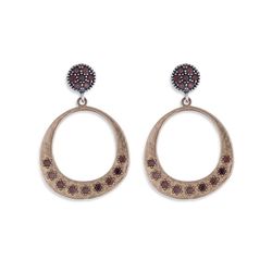 WE105B Pendientes PLATADEPALO mujer con circonitas brown