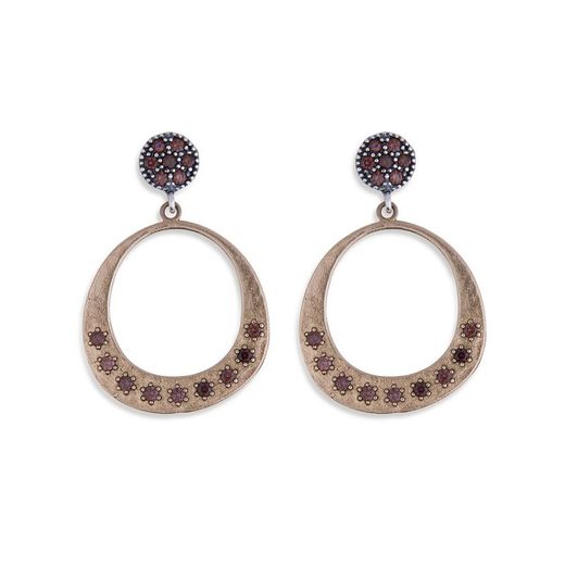 WE105B Pendientes PLATADEPALO mujer con circonitas brown
