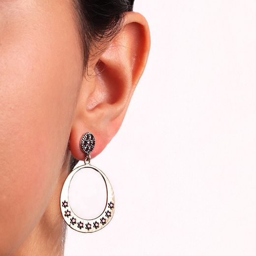 WE105B Pendientes PLATADEPALO mujer con circonitas brown