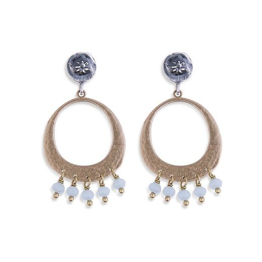 WE106X Pendientes Plata de Palo de mujer piedras calcedonias
