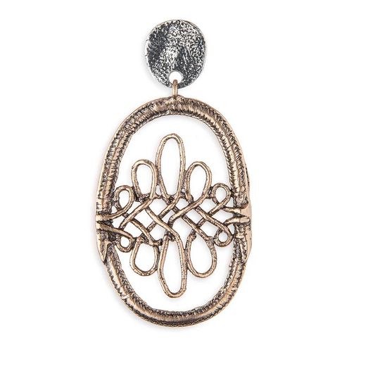 Pendientes Yannet WE215X Pendientes Plata de Palo mujer pieza oval de bronce y plata cómodo moderno y adaptable