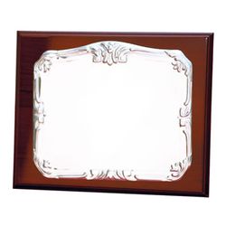 PL412 Placa homenaje elegante con madera de nogal y placa en aluminio plateado diseño original