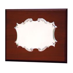 PL418 Placa homenaje para grabado en aluminio plateado y madera de nogal original y moderna