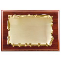 PL443 Placa conmemorativa para grabar en acero dorado y madera de nogal