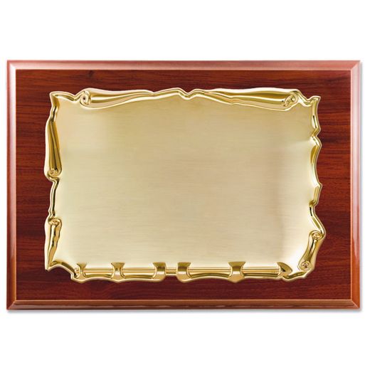 PL443 Placa conmemorativa para grabar en acero dorado y madera de nogal