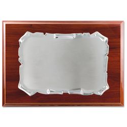 PL444 Elegante y decorativa placa conmemorativa tipo pergamino de acero plateado con madera de alta calidad