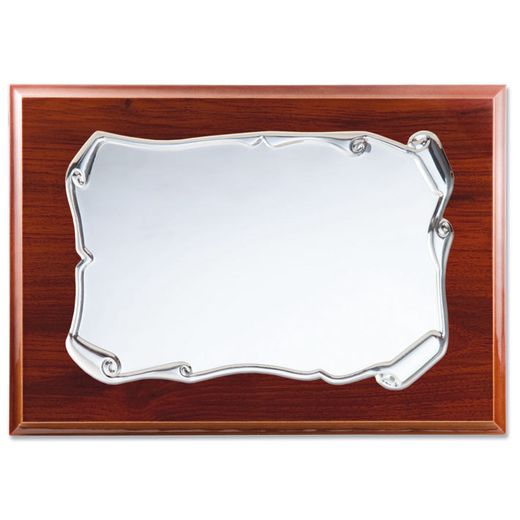 PL451 Placa de homenaje en aluminio plateado y madera tipo pergamino elegante y artístico