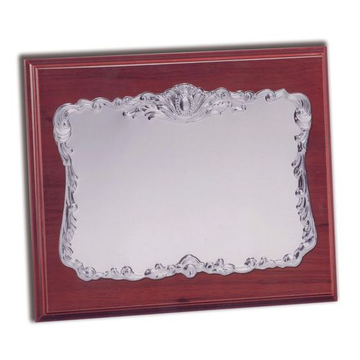 PL457 Placa homenaje colección Ramos en madera de nogal y aluminio plateado ideal para conmemoraciones