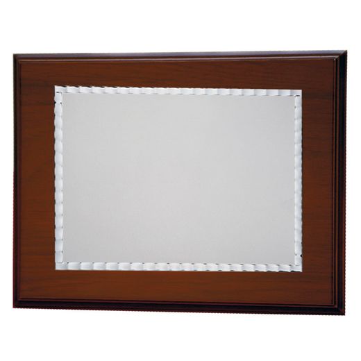 PL462 Elegante placa de homenaje para regalo en aluminio plateado y madera