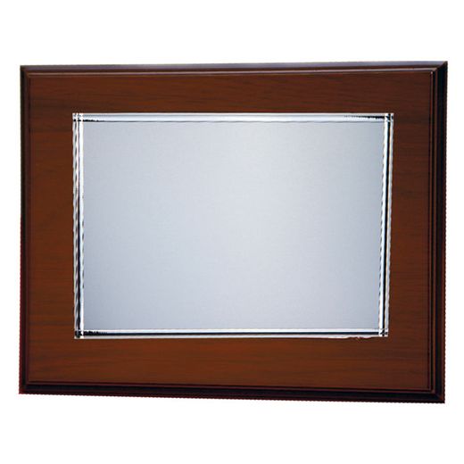 PL463 Placa de homenaje en aluminio plateado acabada con madera de nogal una pieza super elegante