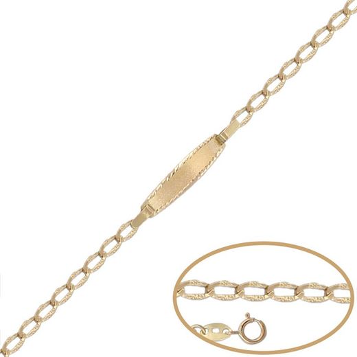 PU1139 Pulsera Lucarelli de bebé con placa para el grabado oro de 18k