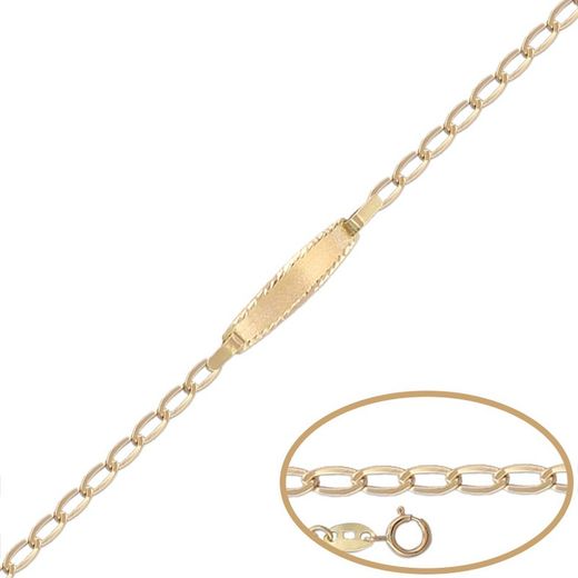 PU1141 Pulsera Bebé hermosa de oro 18k con placa satinada y bisel lapidado