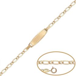 PU1142 Pulsera de bebé nomeolvides con placa para el grabado de oro 18k