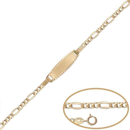 PU1143 Pulsera Nomeolvides Oro 18KL de Bebé con placa para grabado