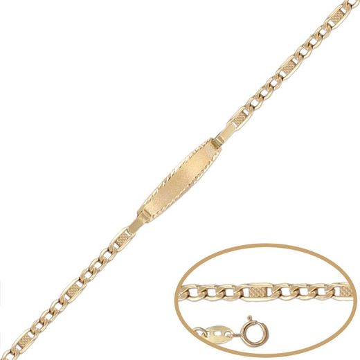 PU1145 Pulsera oro infantil de bebé fina y elegante con placa para el grabado