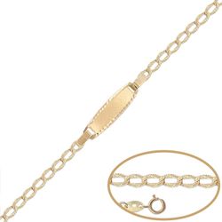 PU1151 Pulsera nomeolvides oro 18k de bebé con placa. Cierre: Reasa reforzada.