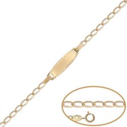 PU1153 Pulsera bebé en Oro de 18 Kl. Ancho de eslabón: 2.80mm.  Ancho de placa: 5mm. Largo de 13.5 cm.