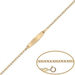 PU1155 Pulsera nomeolvides oro de ley de bebé placa matizada y bisel lapidado cierre reasa reforzada