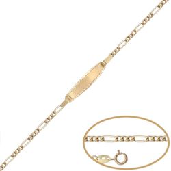 PU1156 Pulsera nomeolvides oro de ley de bebé placa matizada y bisel lapidado cierre reasa reforzada grabado gratuito
