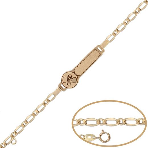 PU1164 Pulsera oro 18k recién nacido placa nube con chupete cierre reasa reforzada