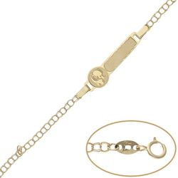 PU1169 Pulsera esclava oro bebé 18k con placa central elefante para el grabado