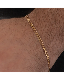 PU1202 Pulsera unisex de oro amarillo 18k cadena 3x1 cierre de reasa reforzada