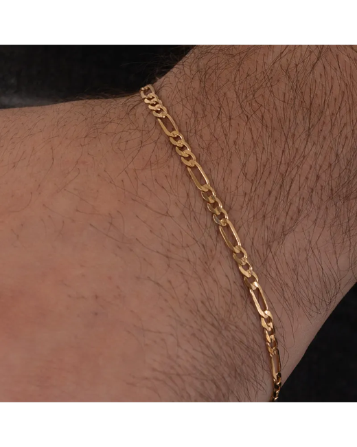 PU1202 Pulsera unisex de oro amarillo 18k cadena 3x1 cierre de reasa reforzada