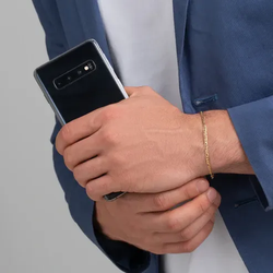 PU1202 Pulsera unisex de oro amarillo 18k cadena 3x1 cierre de reasa reforzada