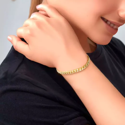 PU1213 Pulsera unisex en oro de 18K terminación en brillo con eslabones tipo barbado muy elegante