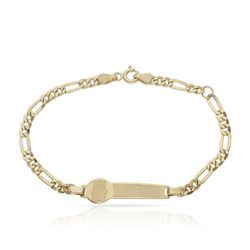 PU1263 Pulsera en oro 18 K de bebe o comunión con Oso. Modelo de cadena con eslabón 3x1 fuerte y resistente. Largo 15,50 cm