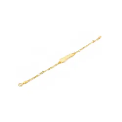 PU1265 Esclava pulsera infantil de bebé fabricada en oro de 18 ktes con reloj. Cadena diseño 3x1 resistente y sólida con acabado en brillo