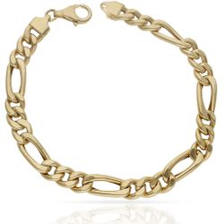 PU212 Pulsera oro de 18k de hombre semihueca modelo de eslabónes 3x1 cierre mosquetón