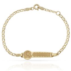 PU220 Pulsera esclava bebé o comunión en oro 18k cadena tipo ancla con placa y elefante